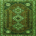 Round Machine Washable Persian Green Traditional Area Rugs, wshtr1387grn