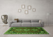 Machine Washable Persian Green Traditional Area Rugs in a Living Room,, wshtr1387grn