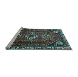 Sideview of Machine Washable Persian Light Blue Traditional Rug, wshtr1387lblu