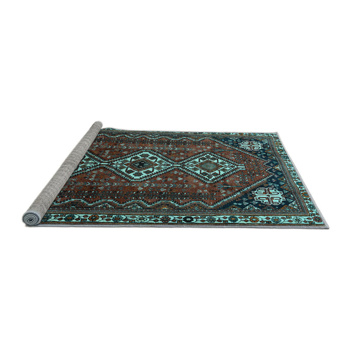 Sideview of Machine Washable Persian Light Blue Traditional Rug, wshtr1387lblu