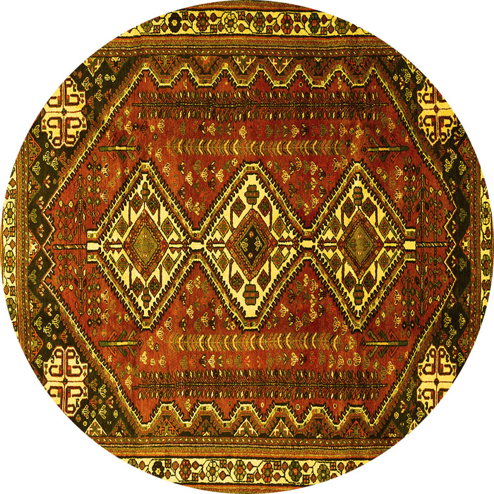 Round Persian Yellow Traditional Rug, tr1387yw