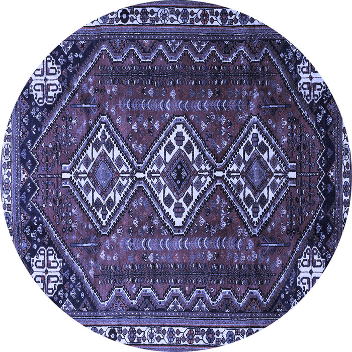 Round Persian Blue Traditional Rug, tr1387blu