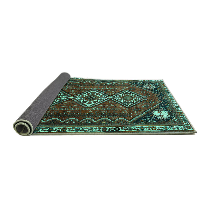 Sideview of Persian Turquoise Traditional Rug, tr1387turq