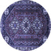 Round Machine Washable Persian Blue Traditional Rug, wshtr1387blu