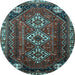Round Persian Light Blue Traditional Rug, tr1387lblu