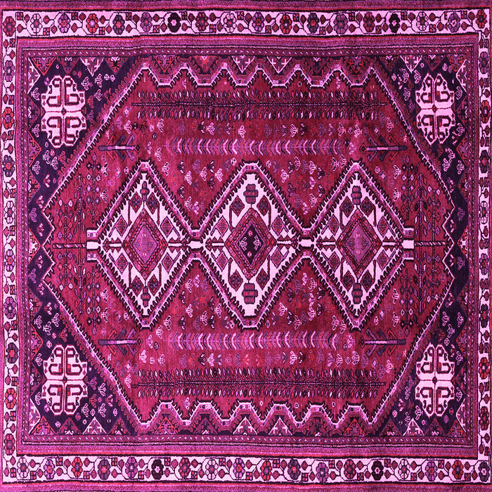 Square Machine Washable Persian Pink Traditional Rug, wshtr1387pnk