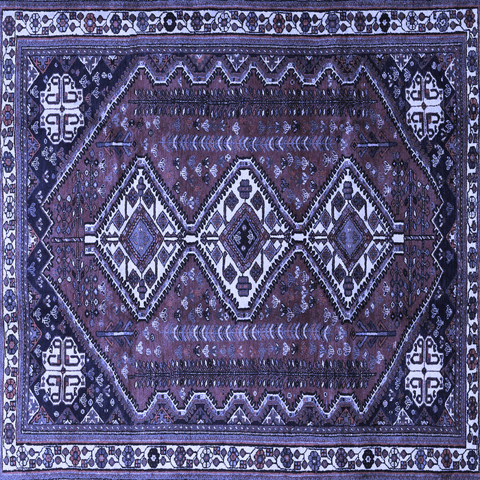 Square Machine Washable Persian Blue Traditional Rug, wshtr1387blu