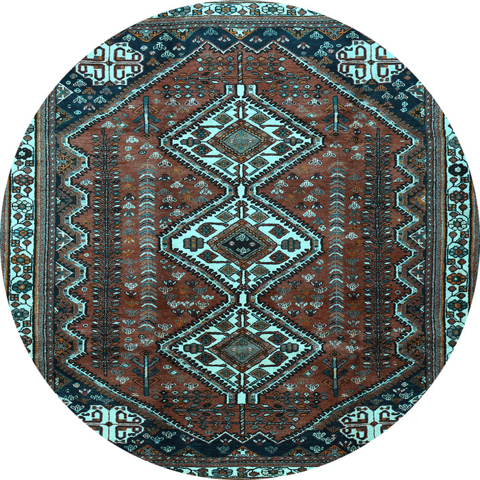 Round Machine Washable Persian Light Blue Traditional Rug, wshtr1387lblu