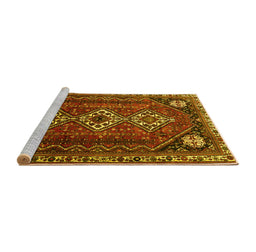 Sideview of Machine Washable Persian Yellow Traditional Rug, wshtr1387yw