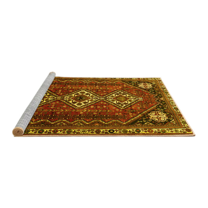 Sideview of Machine Washable Persian Yellow Traditional Rug, wshtr1387yw