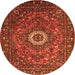 Square Medallion Orange Traditional Rug, tr1388org