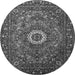 Machine Washable Medallion Gray Traditional Rug, wshtr1388gry