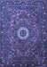 Machine Washable Medallion Blue Traditional Rug, wshtr1388blu