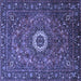 Square Medallion Blue Traditional Rug, tr1388blu