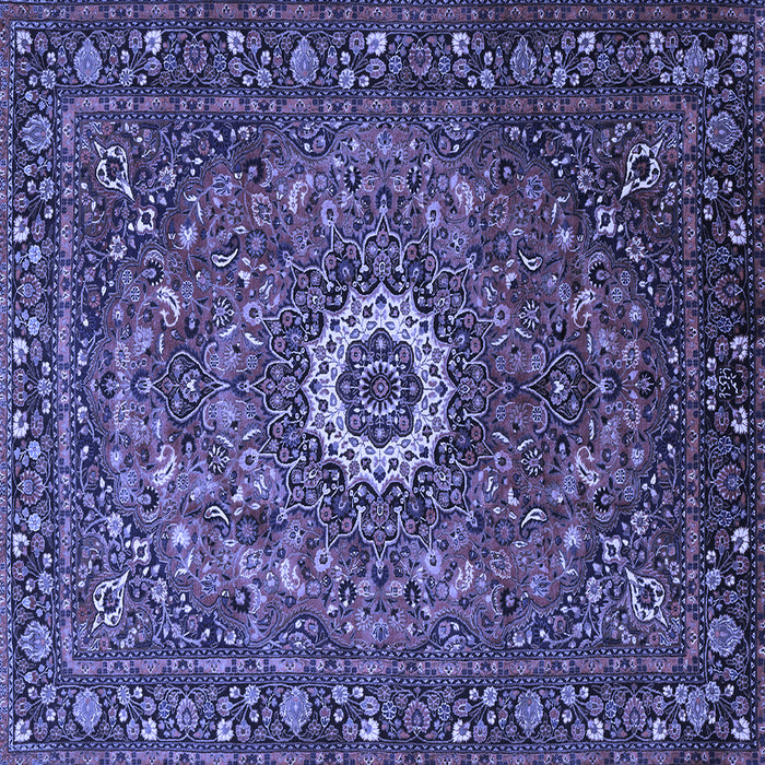 Square Machine Washable Medallion Blue Traditional Rug, wshtr1388blu