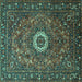 Square Medallion Turquoise Traditional Rug, tr1388turq