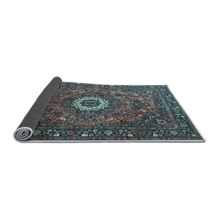 Sideview of Medallion Light Blue Traditional Rug, tr1388lblu