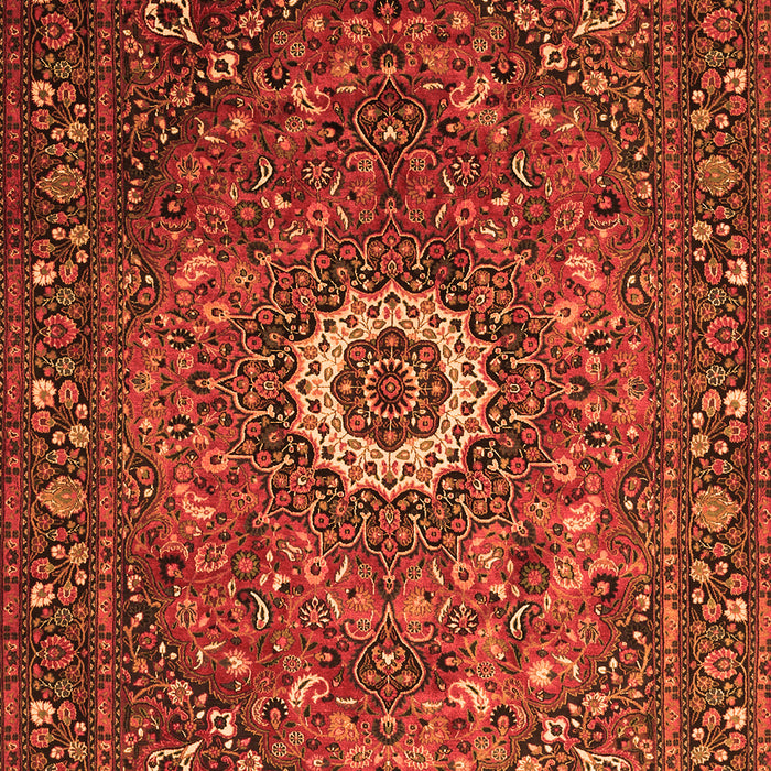 Serging Thickness of Machine Washable Medallion Orange Traditional Area Rugs, wshtr1388org