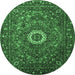 Round Medallion Emerald Green Traditional Rug, tr1388emgrn