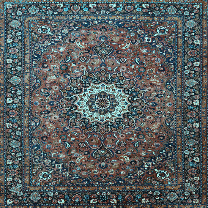 Square Medallion Light Blue Traditional Rug, tr1388lblu