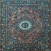 Square Medallion Light Blue Traditional Rug, tr1388lblu