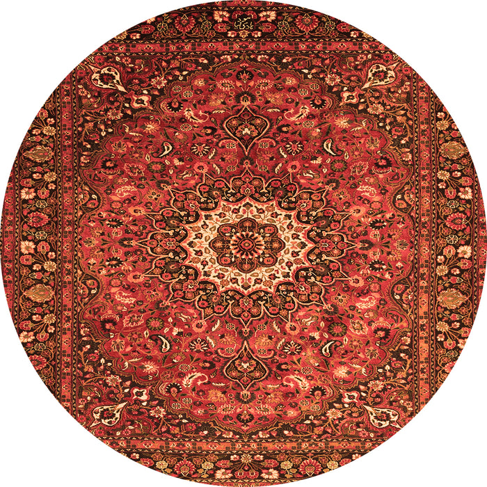 Machine Washable Medallion Orange Traditional Area Rugs, wshtr1388org