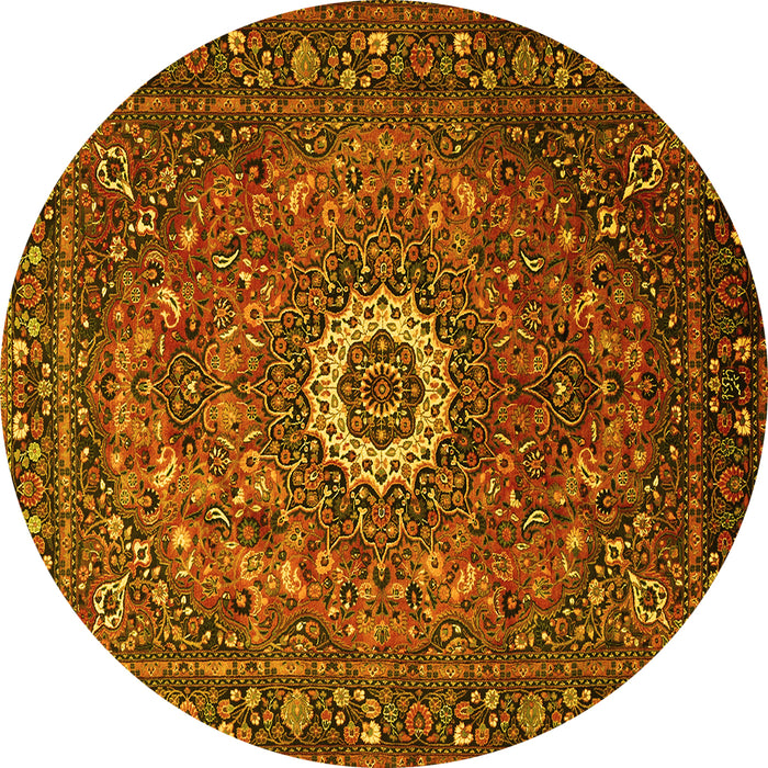 Round Medallion Yellow Traditional Rug, tr1388yw