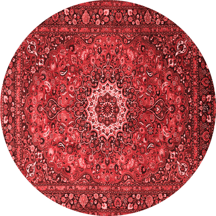 Machine Washable Medallion Red Traditional Rug, wshtr1388red