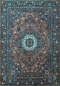 Medallion Light Blue Traditional Rug, tr1388lblu