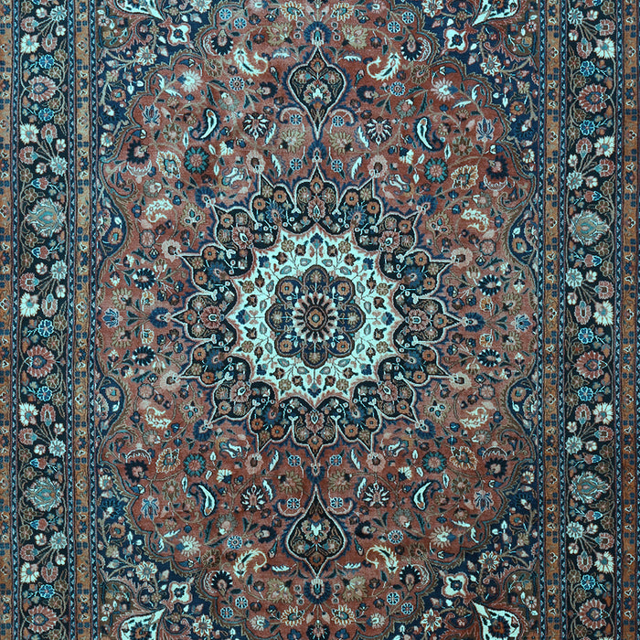 Medallion Light Blue Traditional Rug, tr1388lblu