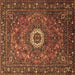 Square Medallion Brown Traditional Rug, tr1388brn