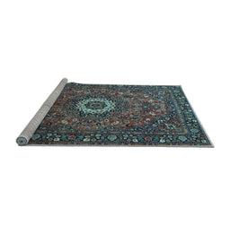 Sideview of Machine Washable Medallion Light Blue Traditional Rug, wshtr1388lblu
