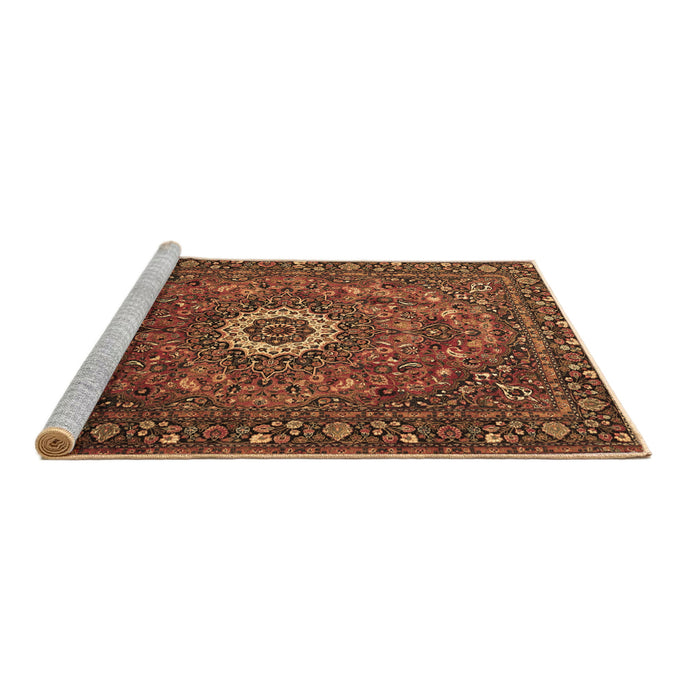 Sideview of Machine Washable Medallion Brown Traditional Rug, wshtr1388brn