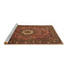 Sideview of Machine Washable Medallion Brown Traditional Rug, wshtr1388brn