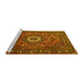 Sideview of Machine Washable Medallion Yellow Traditional Rug, wshtr1388yw