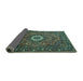 Sideview of Medallion Turquoise Traditional Rug, tr1388turq