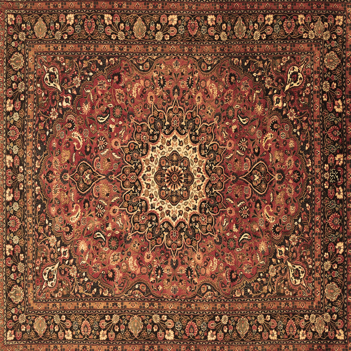Square Machine Washable Medallion Brown Traditional Rug, wshtr1388brn