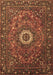 Machine Washable Medallion Brown Traditional Rug, wshtr1388brn