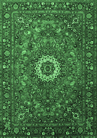 Medallion Emerald Green Traditional Rug, tr1388emgrn