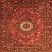 Round Machine Washable Medallion Orange Traditional Area Rugs, wshtr1388org