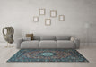 Machine Washable Medallion Light Blue Traditional Rug in a Living Room, wshtr1388lblu