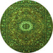 Machine Washable Medallion Green Traditional Area Rugs, wshtr1388grn