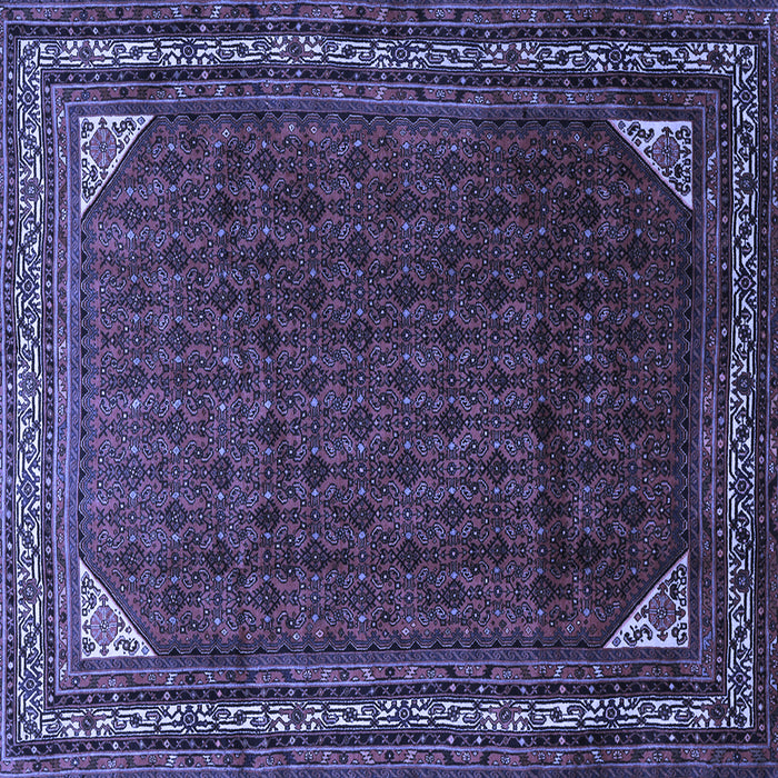 Square Machine Washable Persian Blue Traditional Rug, wshtr1389blu