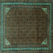 Square Persian Turquoise Traditional Rug, tr1389turq