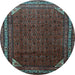 Round Persian Light Blue Traditional Rug, tr1389lblu