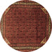 Round Persian Brown Traditional Rug, tr1389brn