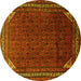 Round Persian Yellow Traditional Rug, tr1389yw