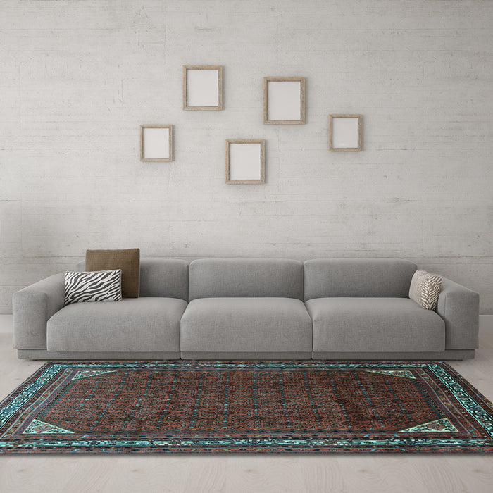 Machine Washable Persian Light Blue Traditional Rug in a Living Room, wshtr1389lblu