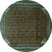 Round Persian Turquoise Traditional Rug, tr1389turq