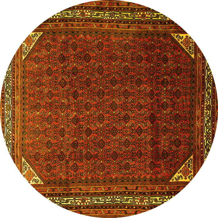 Round Machine Washable Persian Yellow Traditional Rug, wshtr1389yw
